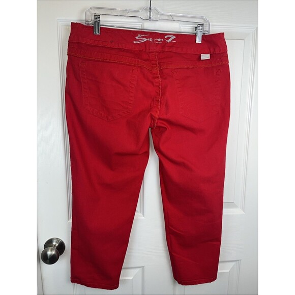 Seven7 Red Capris Women's 12 Crop Pants Clean Flat Front Stretch Summer - Picture 15 of 16